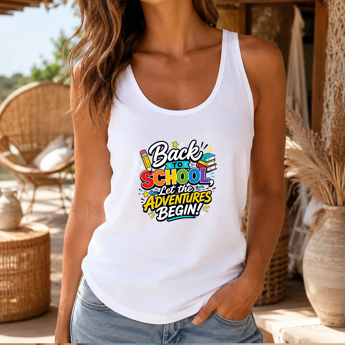 Pretty Back To School Adventures Typography Shirt - Image 3