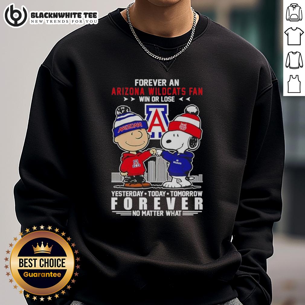 Original Charlie Brown Touch Hand Snoopy Forever A Arizona Wildcats Fan Win Or Lose T-Shirt - Image 5