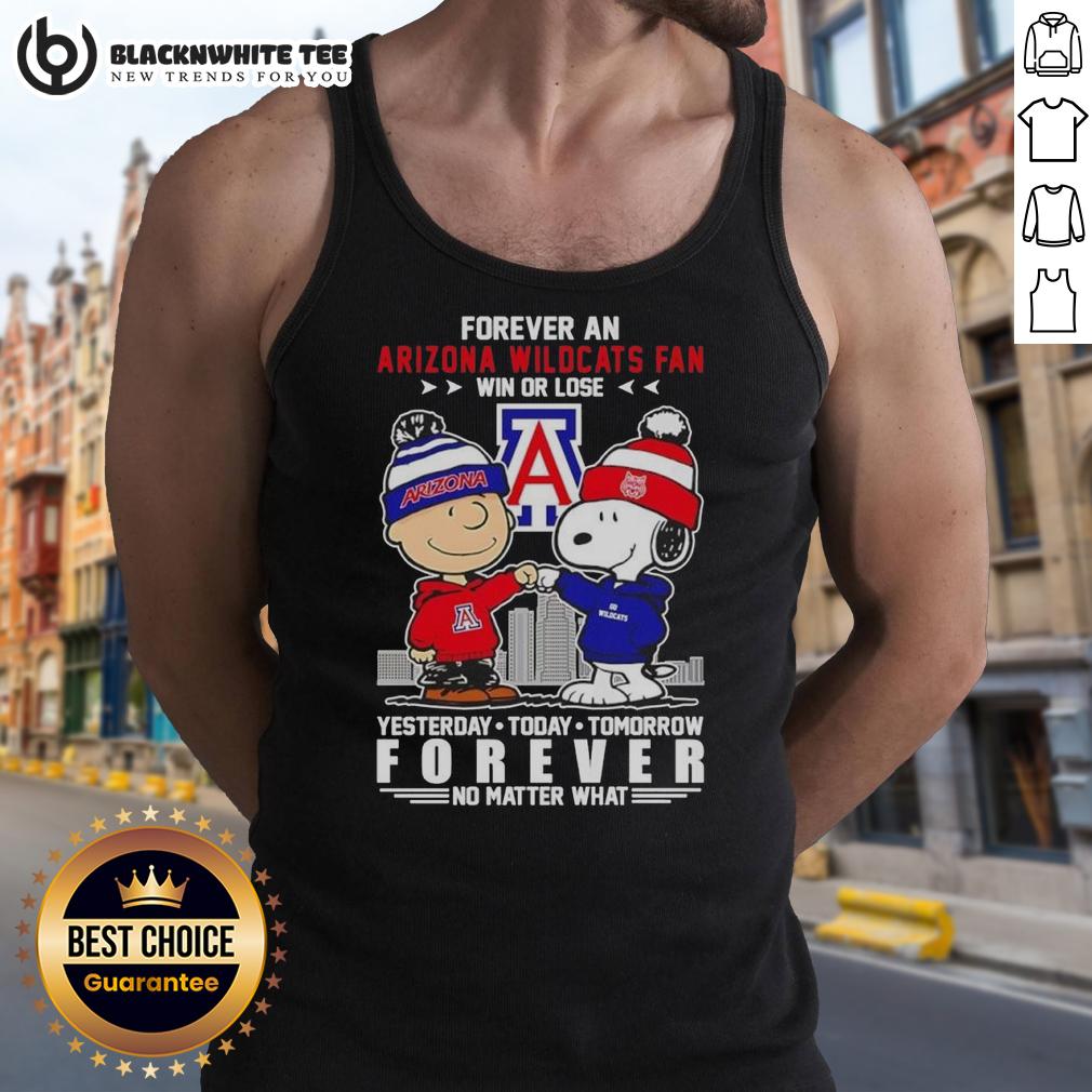 Original Charlie Brown Touch Hand Snoopy Forever A Arizona Wildcats Fan Win Or Lose T-Shirt - Image 4