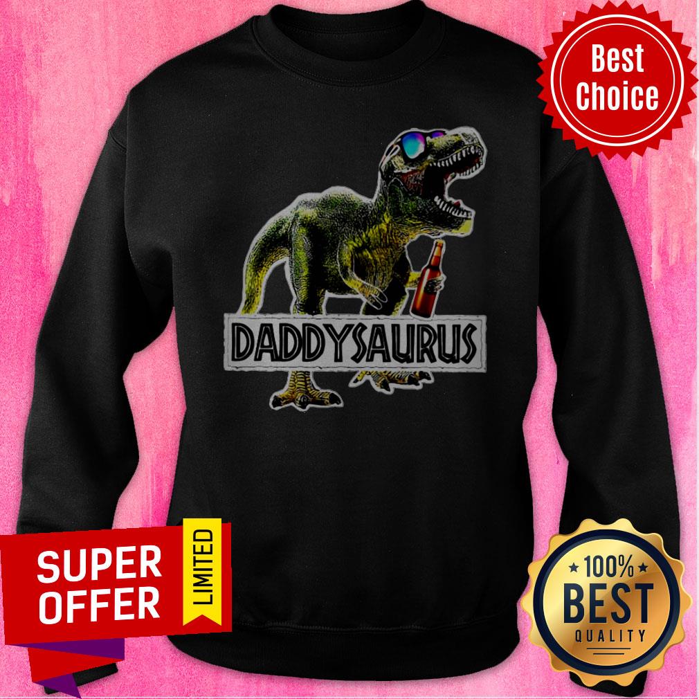 Premium Daddysaurus Drinking Beer Party Shirt - Image 2