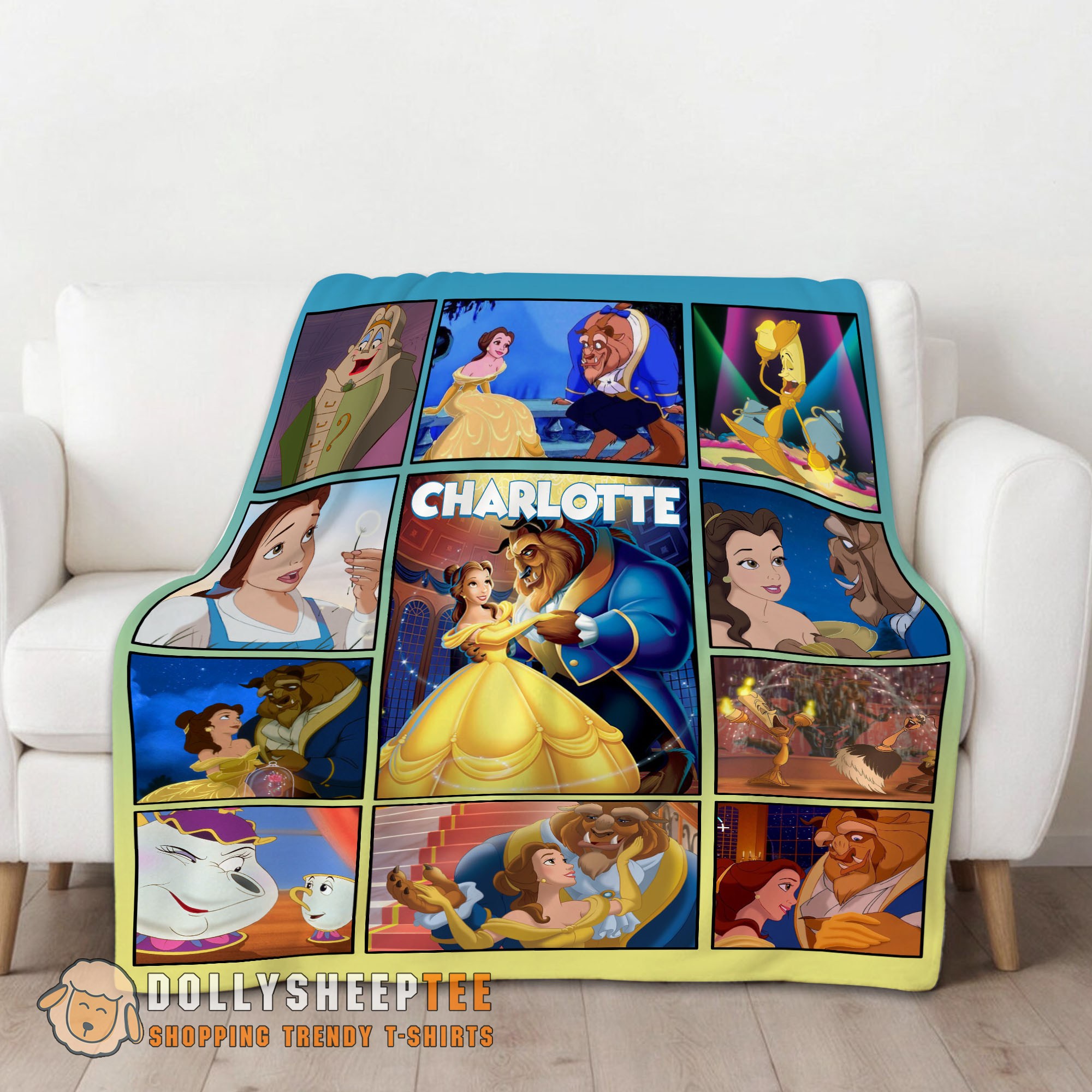 Hot Top Disney Beauty And The Beast Mystery To Love Collage Blanket Fleece Customized Blanket - Image 2