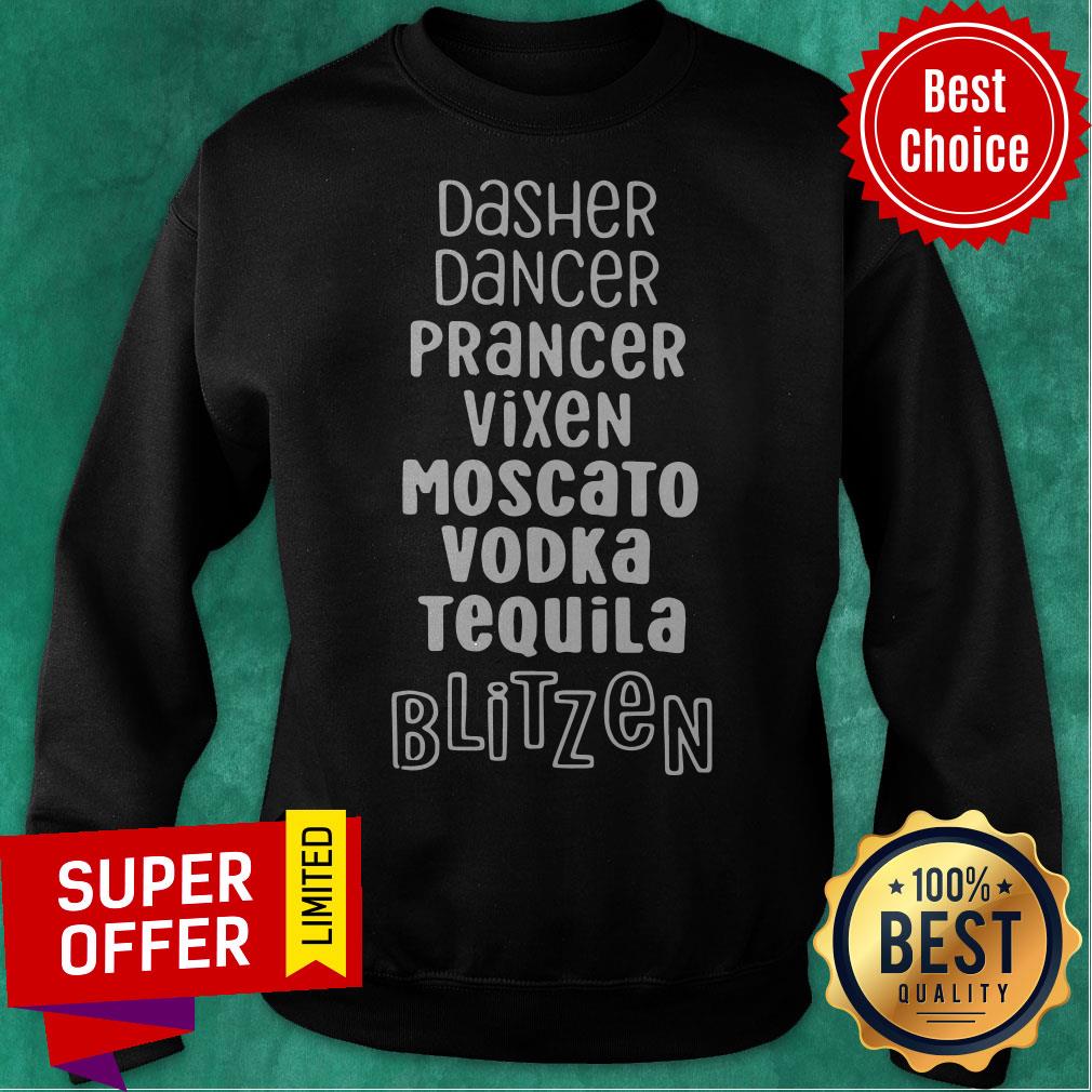 Dasher Dancer Prancer Vixen Moscato Vodka Tequila Blitzen Shirt - Image 5