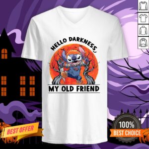 Alternative view of Stitch Hello Darkness My Old Friends Moon Shirt