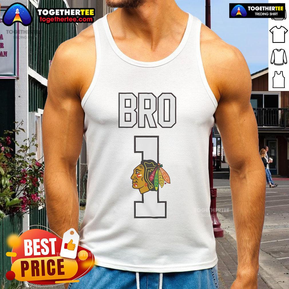 Official Chicago Blackhawks Number 1 Bro T-Shirt - Image 4