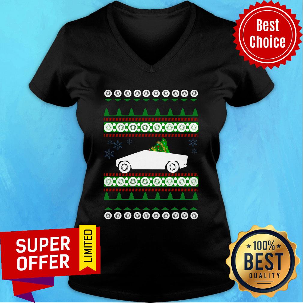 Awesome CyberTruck Tesla Ugly Christmas Shirt - Image 3