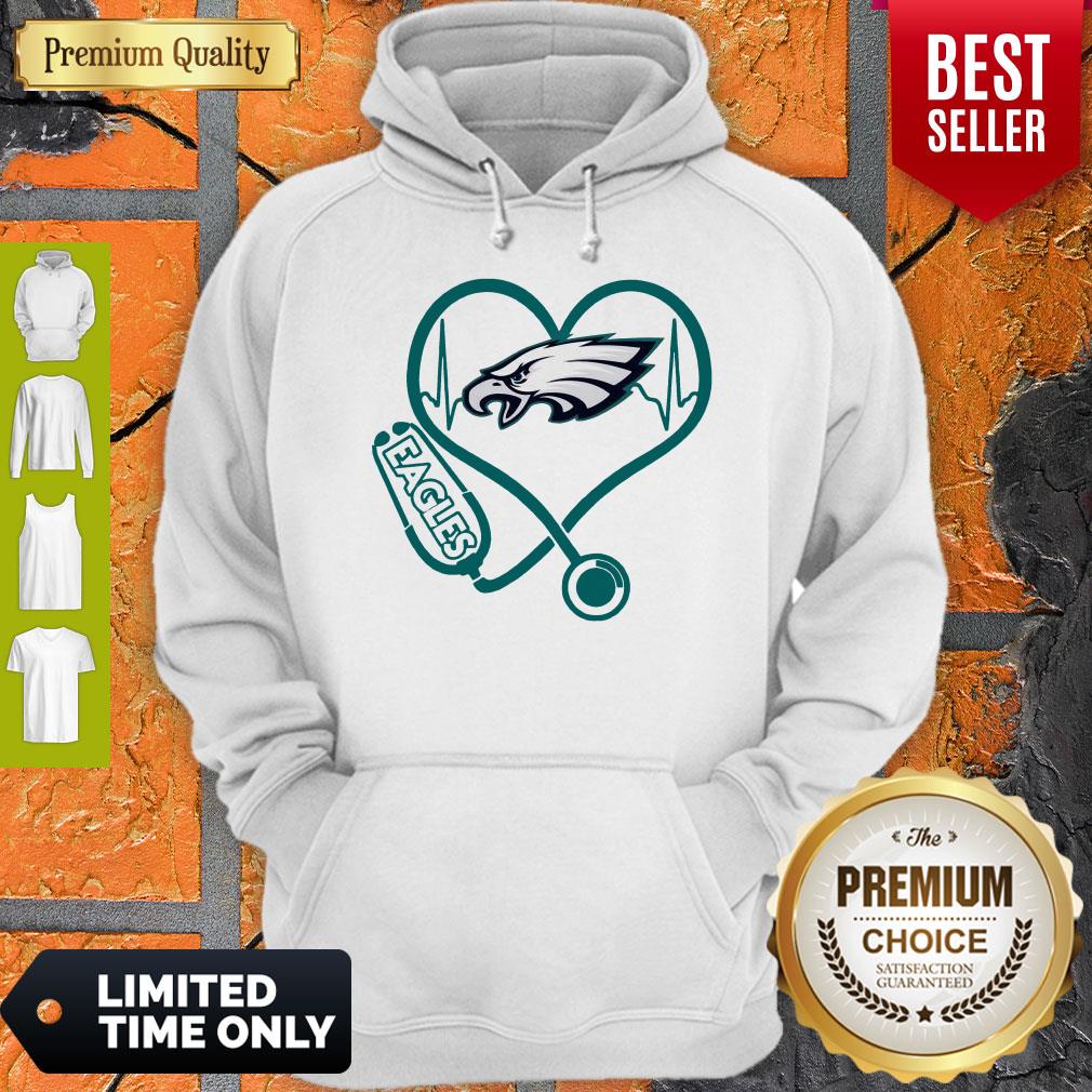 Nice Heartbeat Nurse Philadelphia Eagles Stethoscope Shirt - Image 2