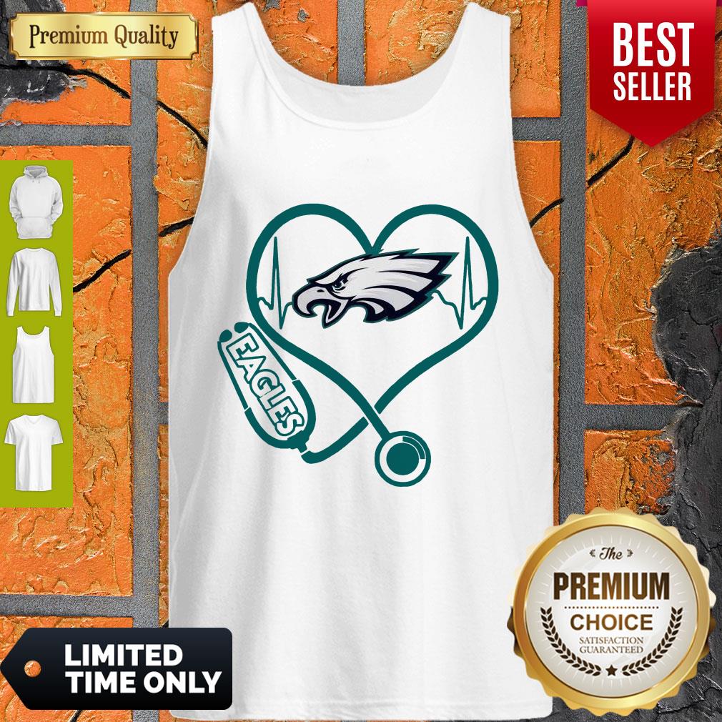 Nice Heartbeat Nurse Philadelphia Eagles Stethoscope Shirt - Image 4