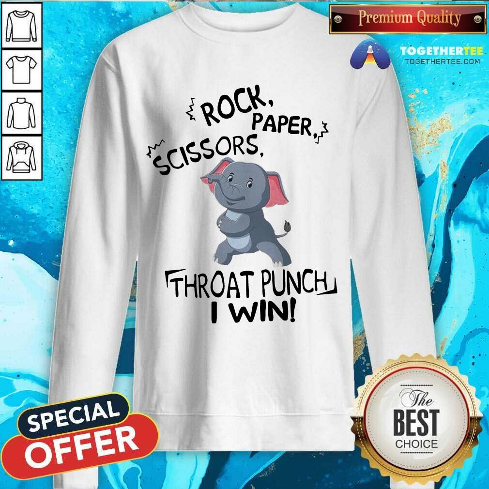 Cute Elephant Rock Paper Scissors Throat Punch I Win Shirt - Image 4