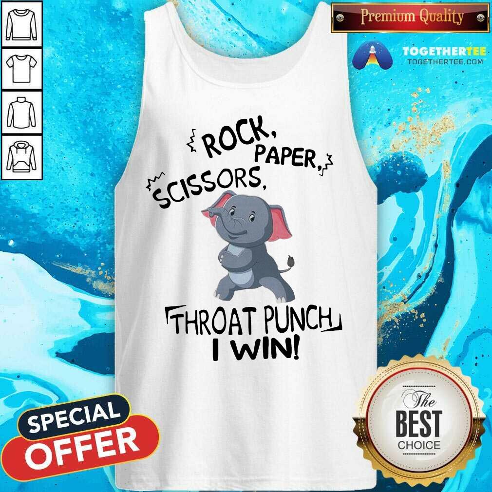 Cute Elephant Rock Paper Scissors Throat Punch I Win Shirt - Image 3