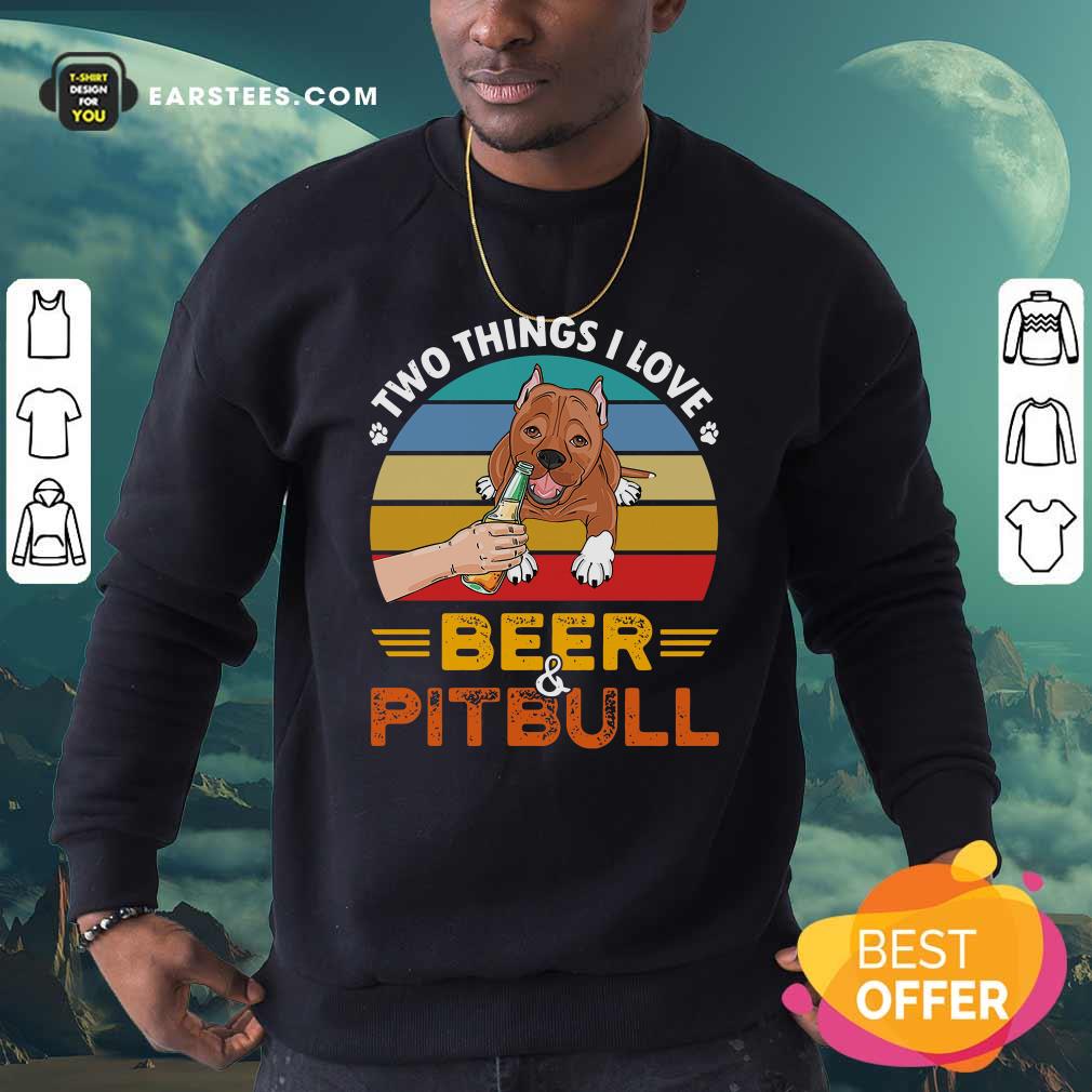 Hot Pitbull Two Things I Love Beer 2021 Vintage Shirt - Image 5