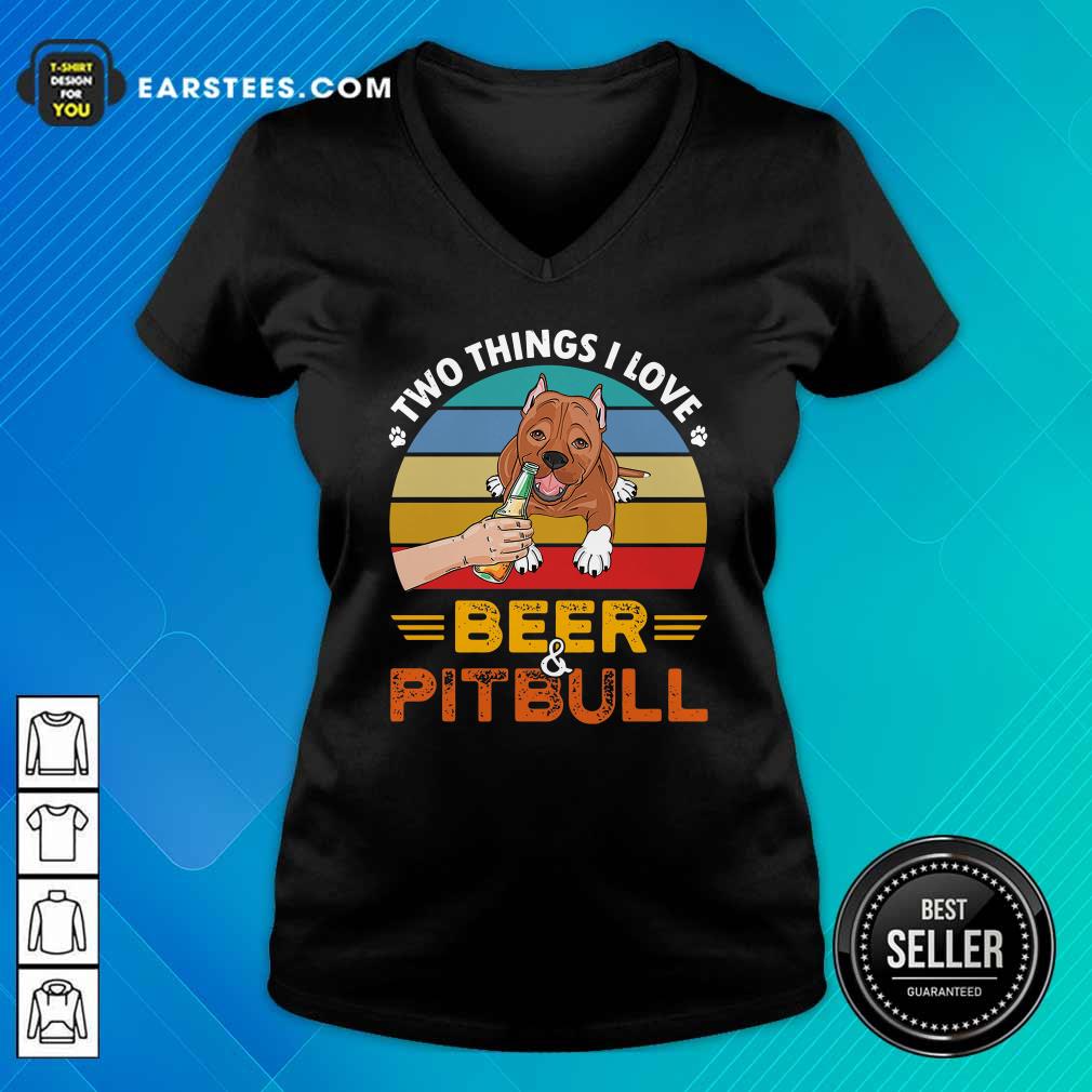 Hot Pitbull Two Things I Love Beer 2021 Vintage Shirt - Image 3