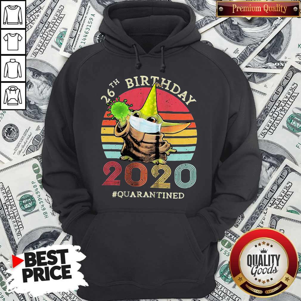 Happy Baby Yoda 26th Birthday 2020 Quarantined Vintage Retro Shirt - Image 5