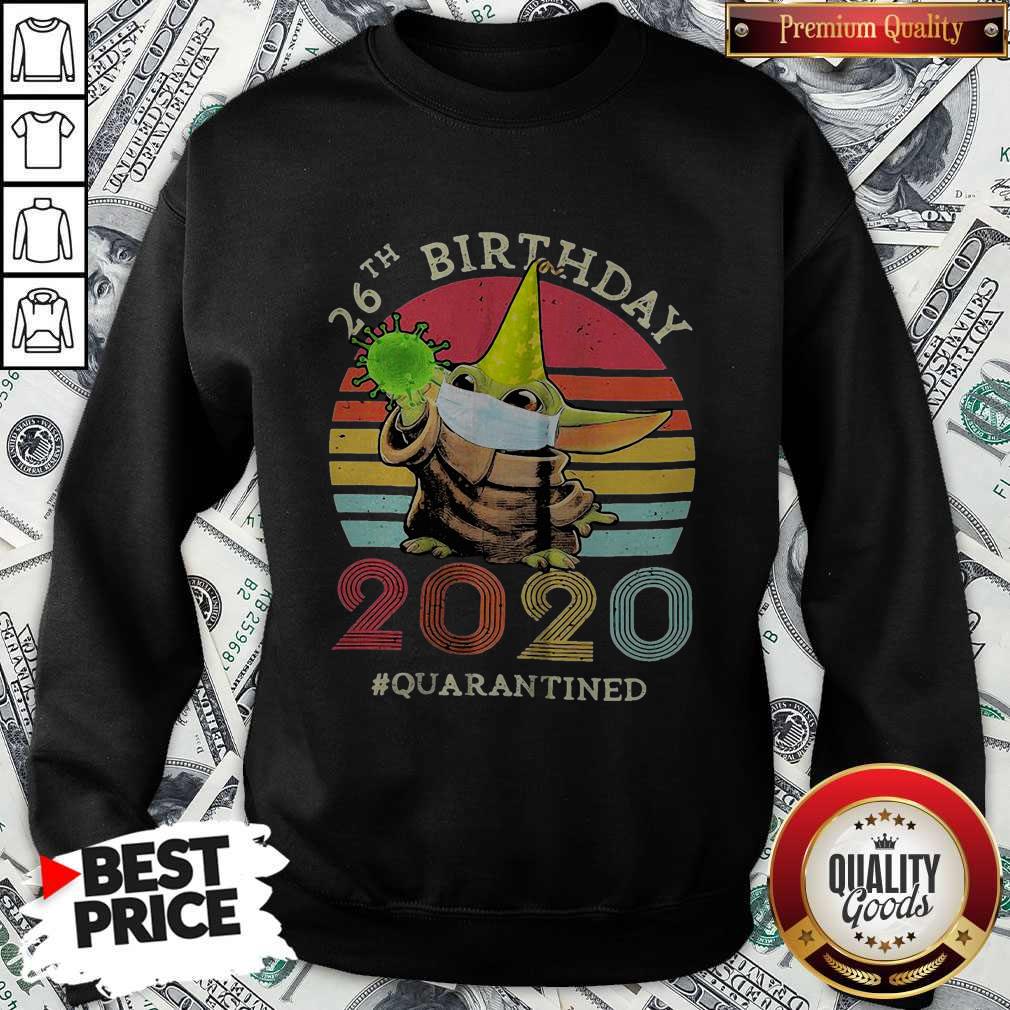 Happy Baby Yoda 26th Birthday 2020 Quarantined Vintage Retro Shirt - Image 4