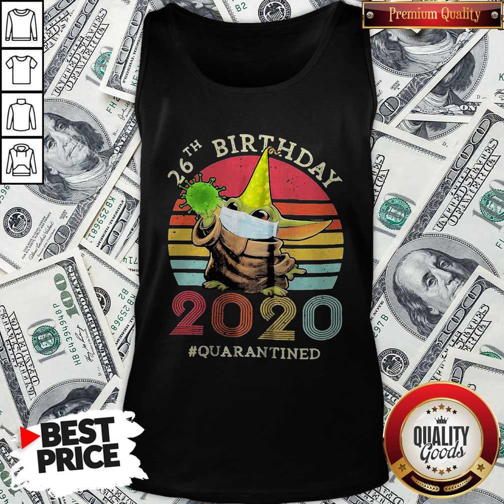 Happy Baby Yoda 26th Birthday 2020 Quarantined Vintage Retro Shirt - Image 3