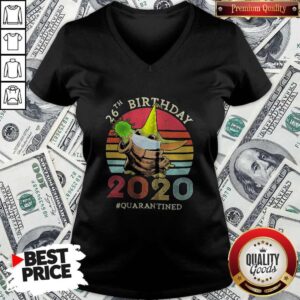 Alternative view of Happy Baby Yoda 26th Birthday 2020 Quarantined Vintage Retro Shirt