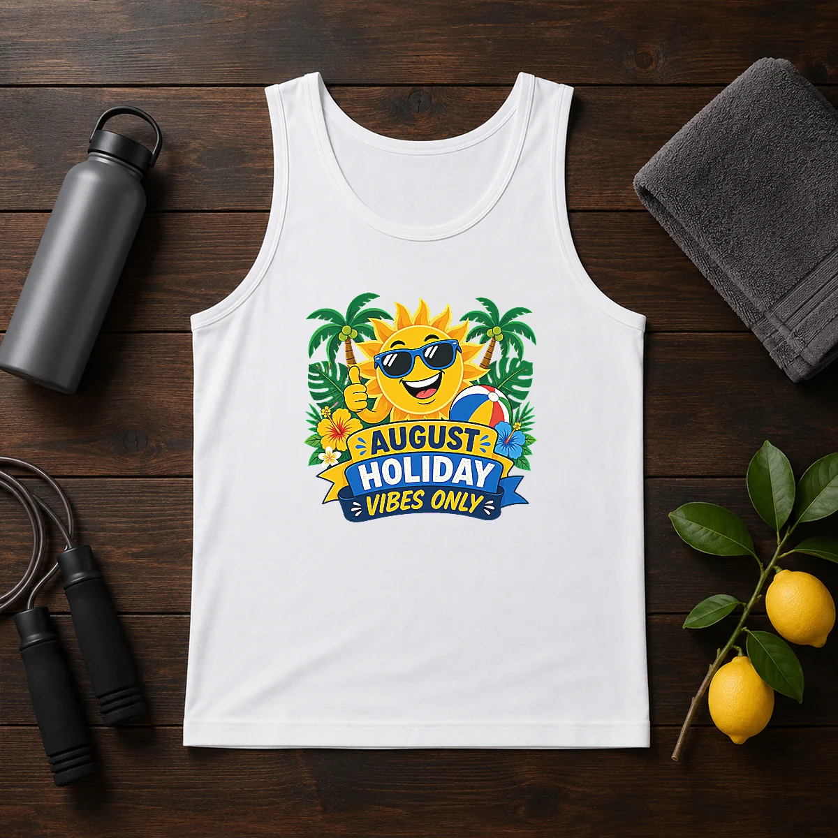 Nice August Holiday Vibes Sun Vector Shirt - Image 3