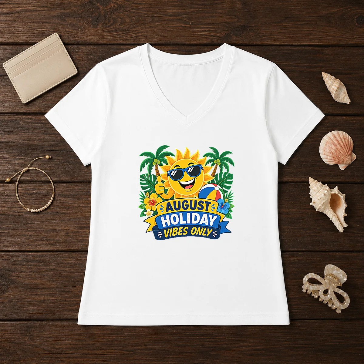Nice August Holiday Vibes Sun Vector Shirt - Image 2