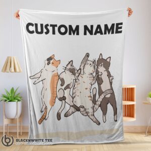 Cat Friends Laying Doodle Blanket Fleece Customized Premium Blanket