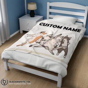 Alternative view of Cat Friends Laying Doodle Blanket Fleece Customized Premium Blanket
