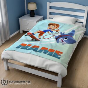 Alternative view of Catoon Sharkdog Sharkdog And Max Skateboarding Blanket Fleece Customized Premium Blanket