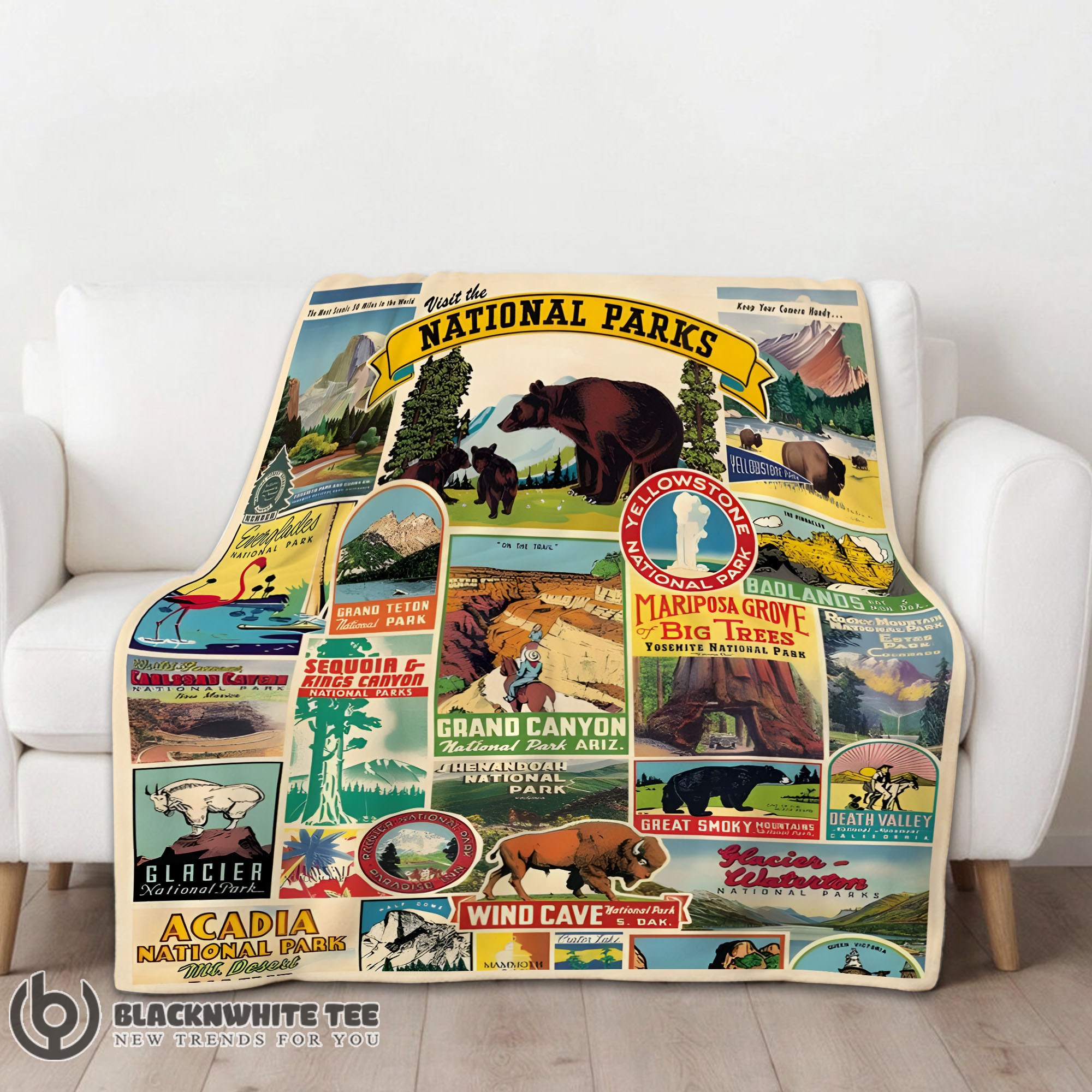 Cavallini Visit The National Parks Blanket Fleece Customized Premium Blanket - Image 2