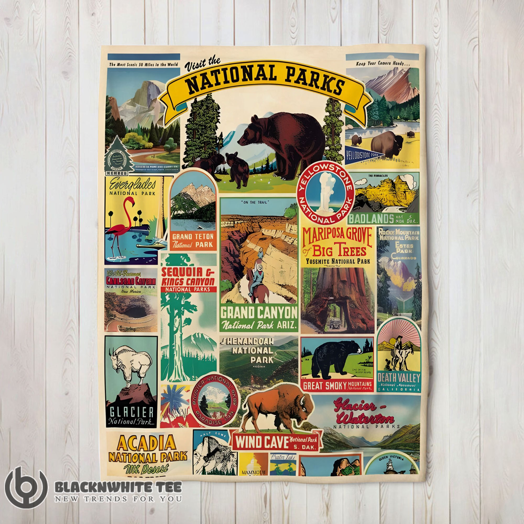 Cavallini Visit The National Parks Blanket Fleece Customized Premium Blanket