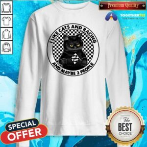 Alternative view of Funny I Like Black Cats And Racing And Maybe 3 People Shirt