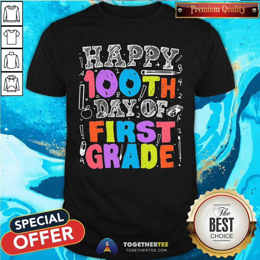 Pretty Happy 100th Day Of First Grade Math 2021 Shirt