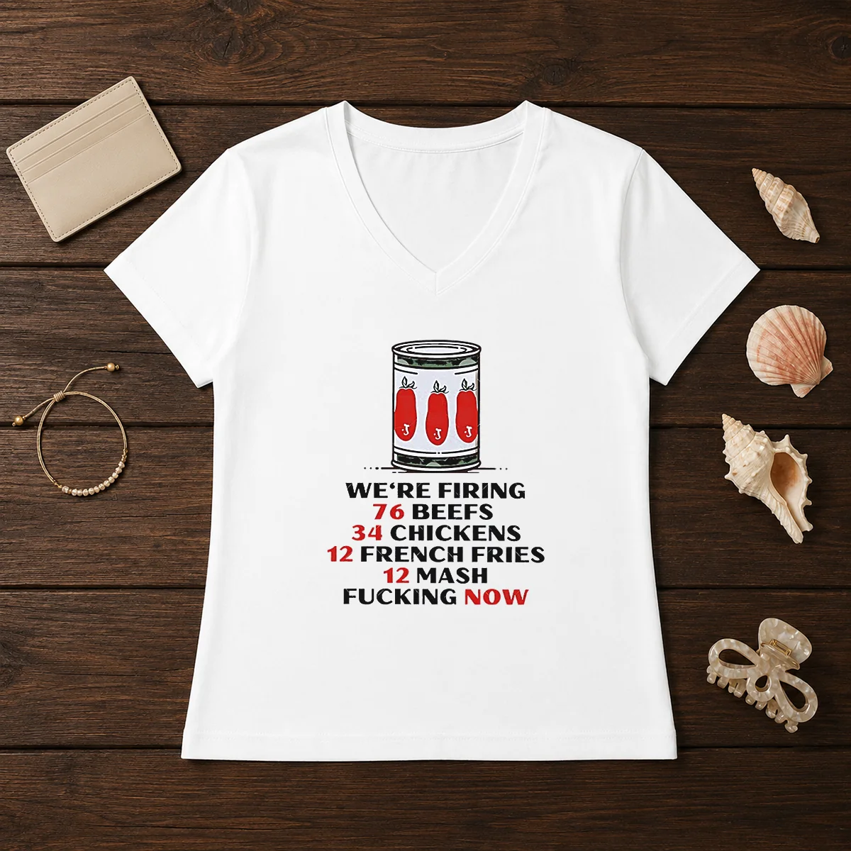 Top The Bear We'Re Firing 76 Beefs 34 Chickens 12 French Fries 12 Mash Fcking Now Shirt - Image 2