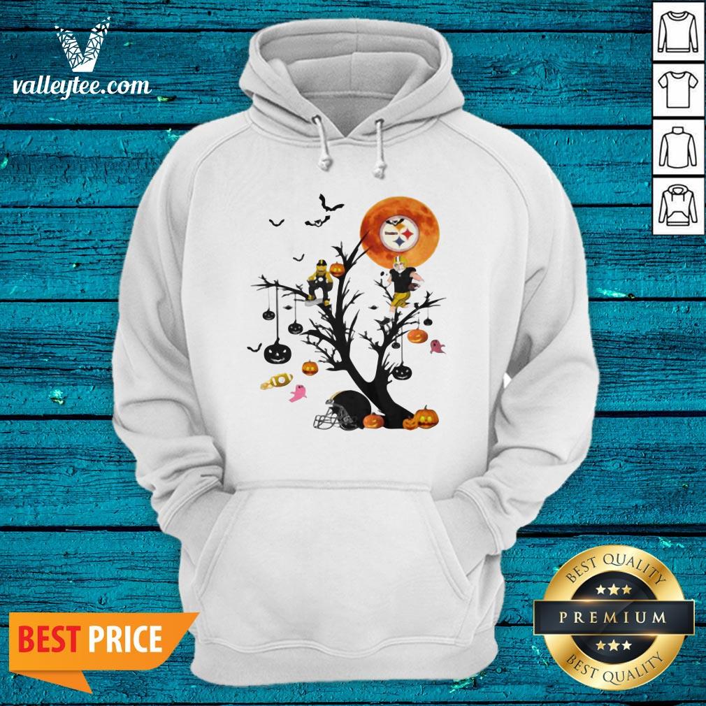 Cool Halloween Tree Pittsburgh Steelers Moon Shirt - Image 3