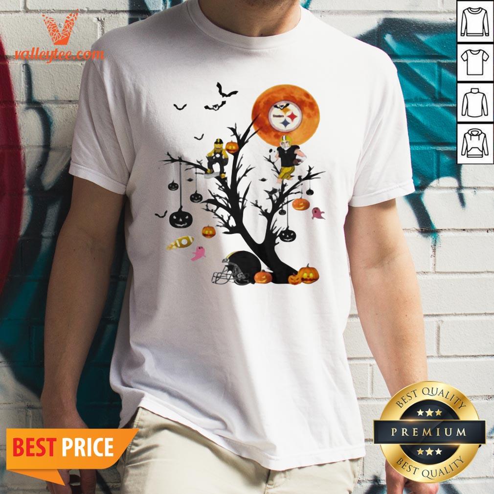 Cool Halloween Tree Pittsburgh Steelers Moon Shirt