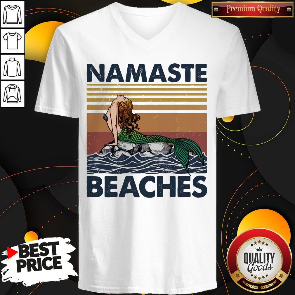 Mermaid Namaste Beaches Vintage Shirt - Image 2