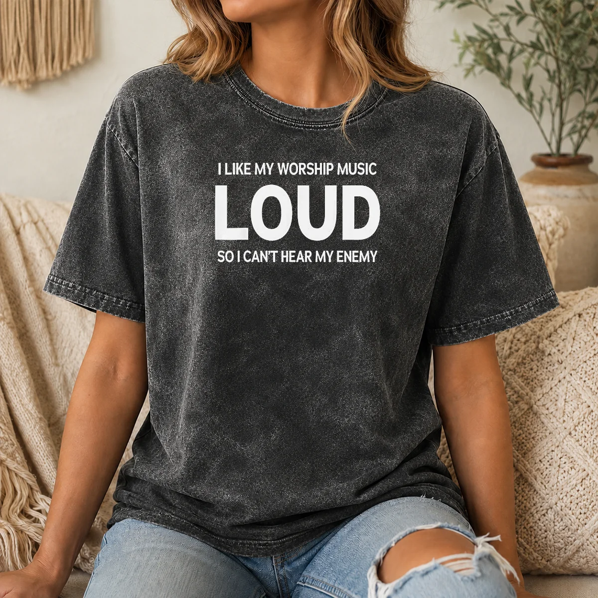 Pretty I Like My Worship Music Loud So I Can't Hear My Enemy Shirt - Image 8