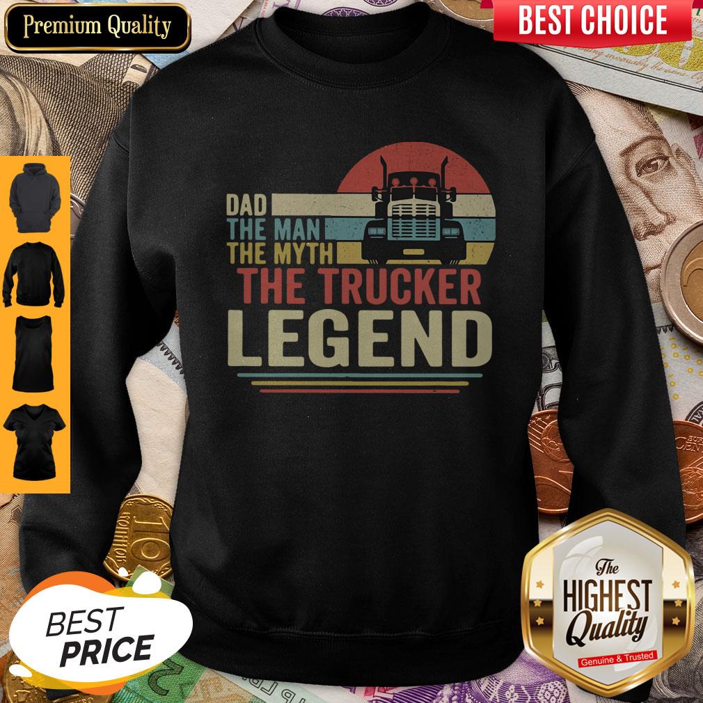 Funny Dad The Man The Myth The Trucker Legend Vintage Shirt - Image 3