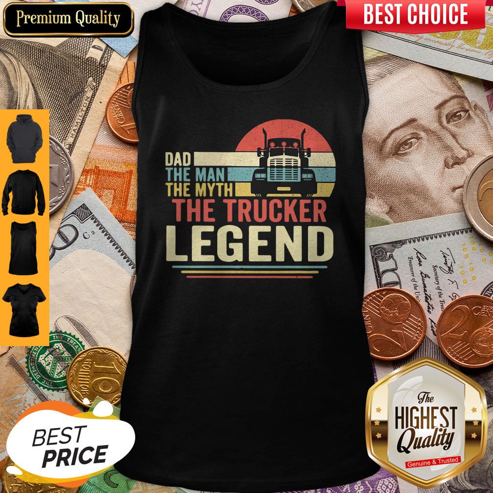 Funny Dad The Man The Myth The Trucker Legend Vintage Shirt - Image 2