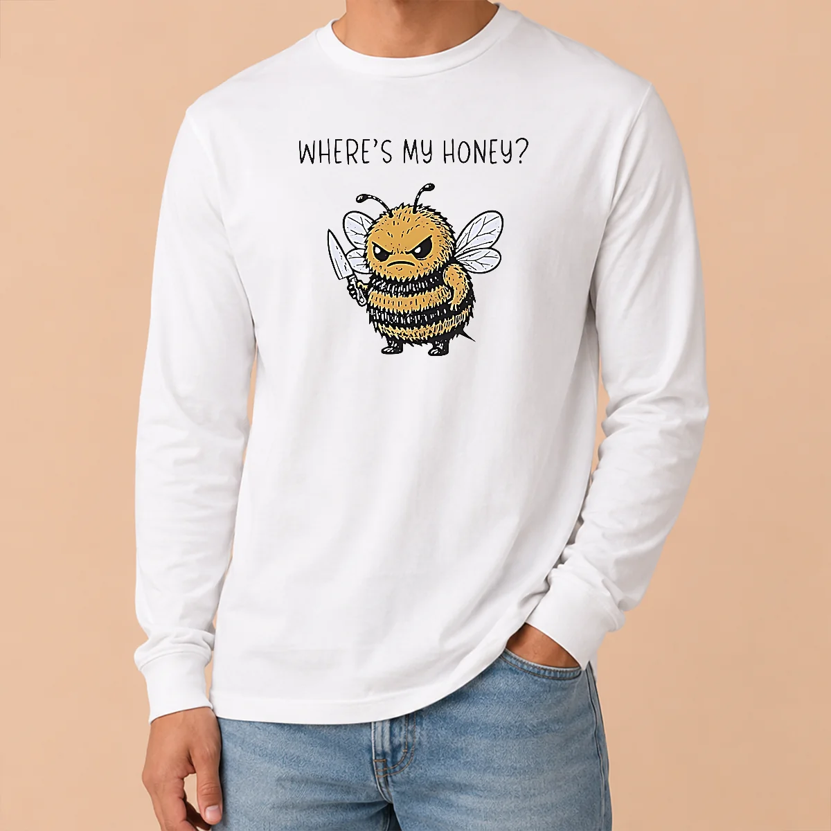 Nice Pretty Where's My Honey Angry Bee With A Knife Shirt - Image 6