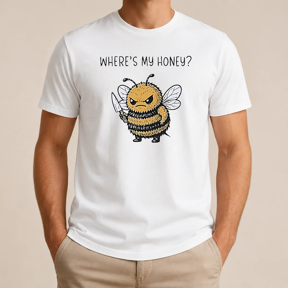 Nice Pretty Where's My Honey Angry Bee With A Knife Shirt