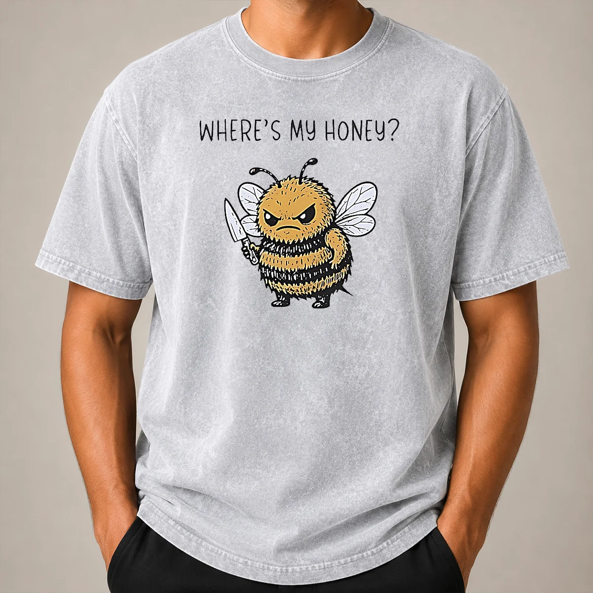 Nice Pretty Where's My Honey Angry Bee With A Knife Shirt - Image 8