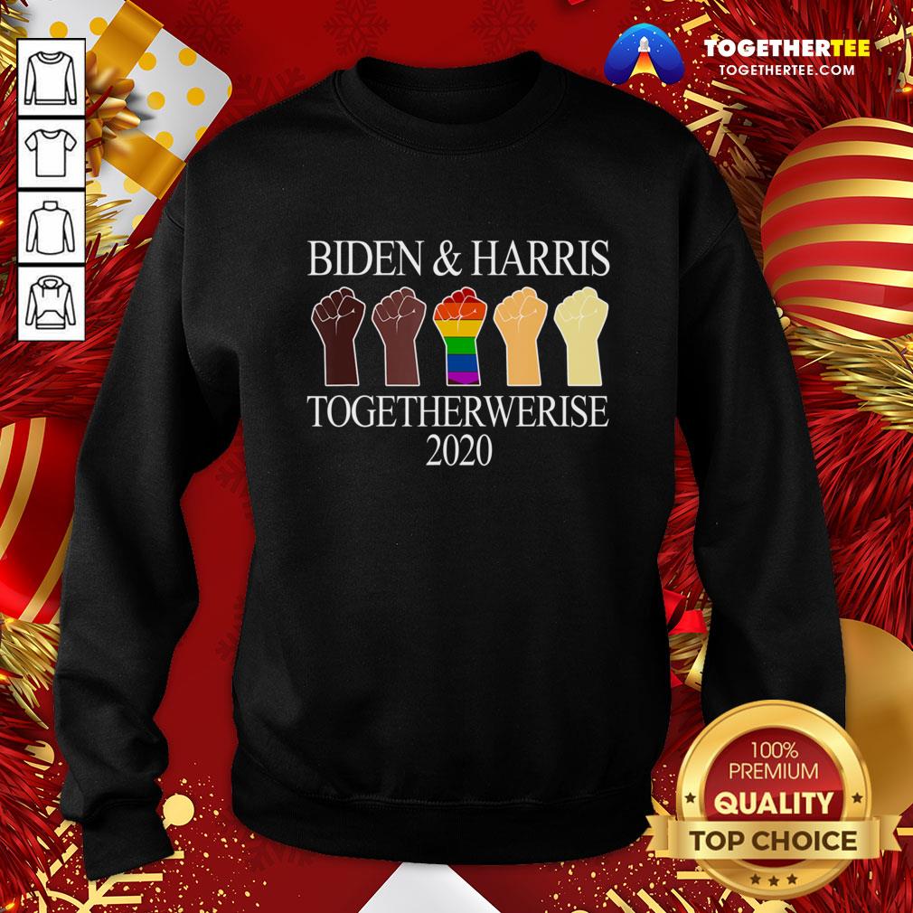 Funny LGBT Joe Biden Kamala Harris 2020 Hand Together We Rise Shirt - Image 4
