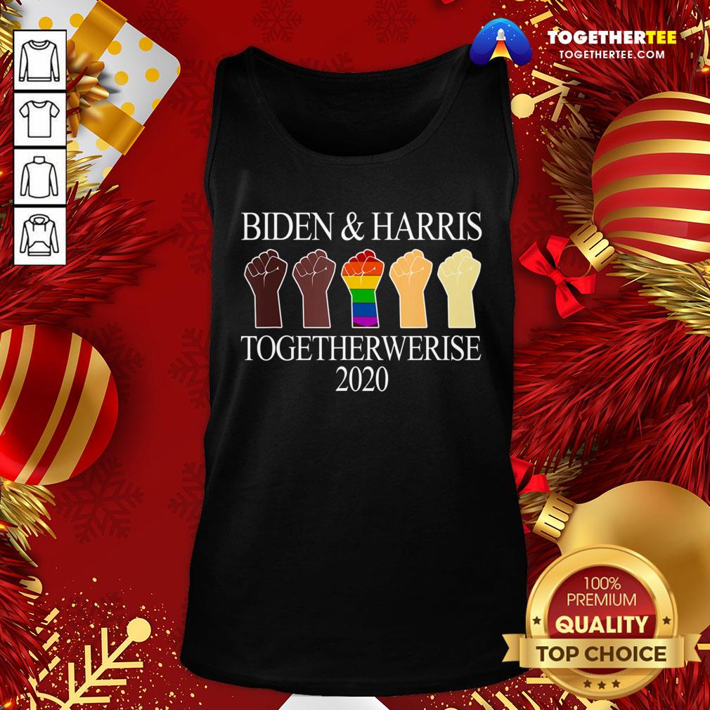 Funny LGBT Joe Biden Kamala Harris 2020 Hand Together We Rise Shirt - Image 3