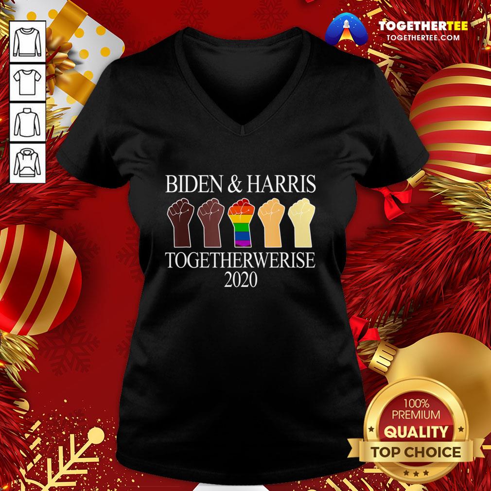 Funny LGBT Joe Biden Kamala Harris 2020 Hand Together We Rise Shirt - Image 2