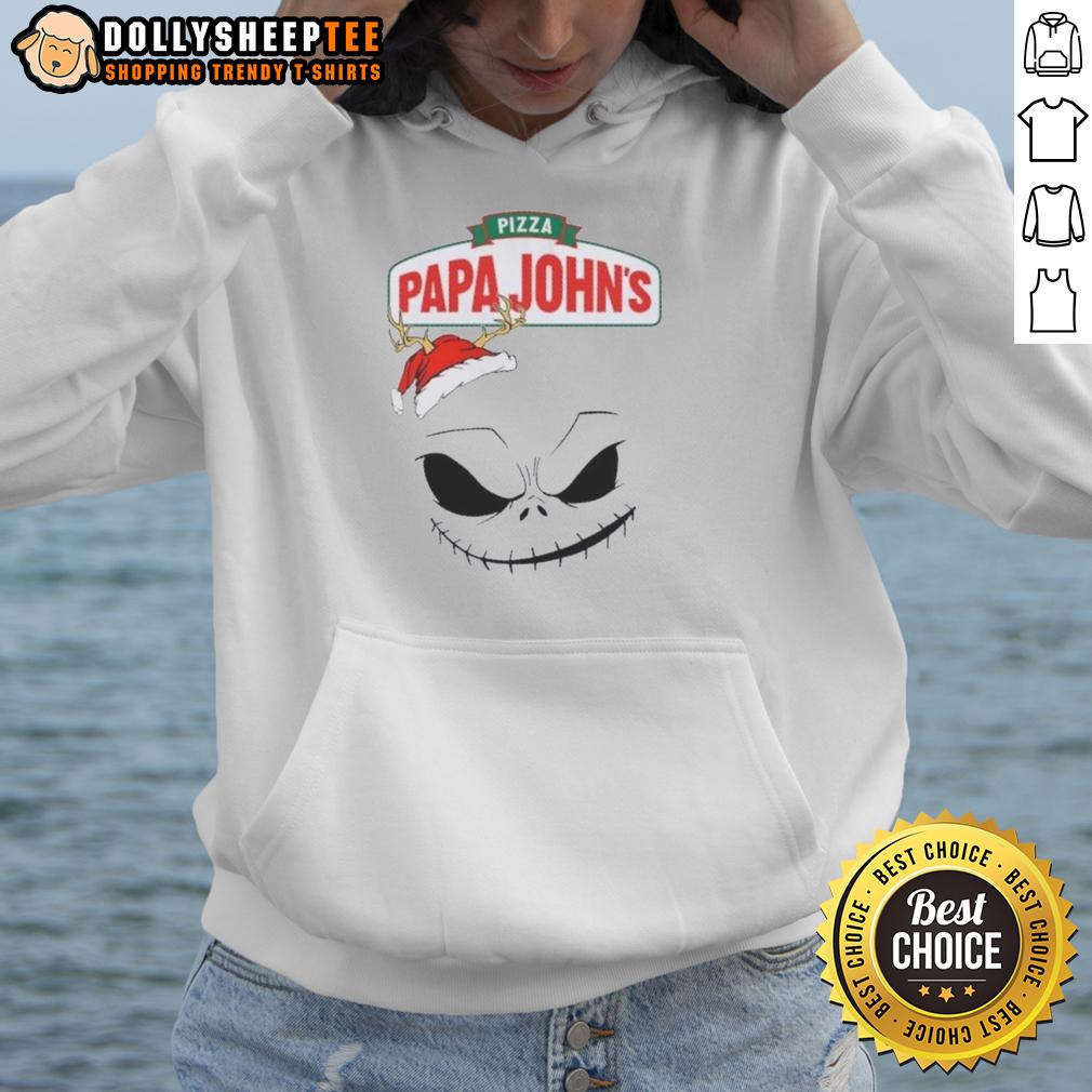 Official Jack Skellington X Pizza Papa John's Merry Christmas T-Shirt - Image 2