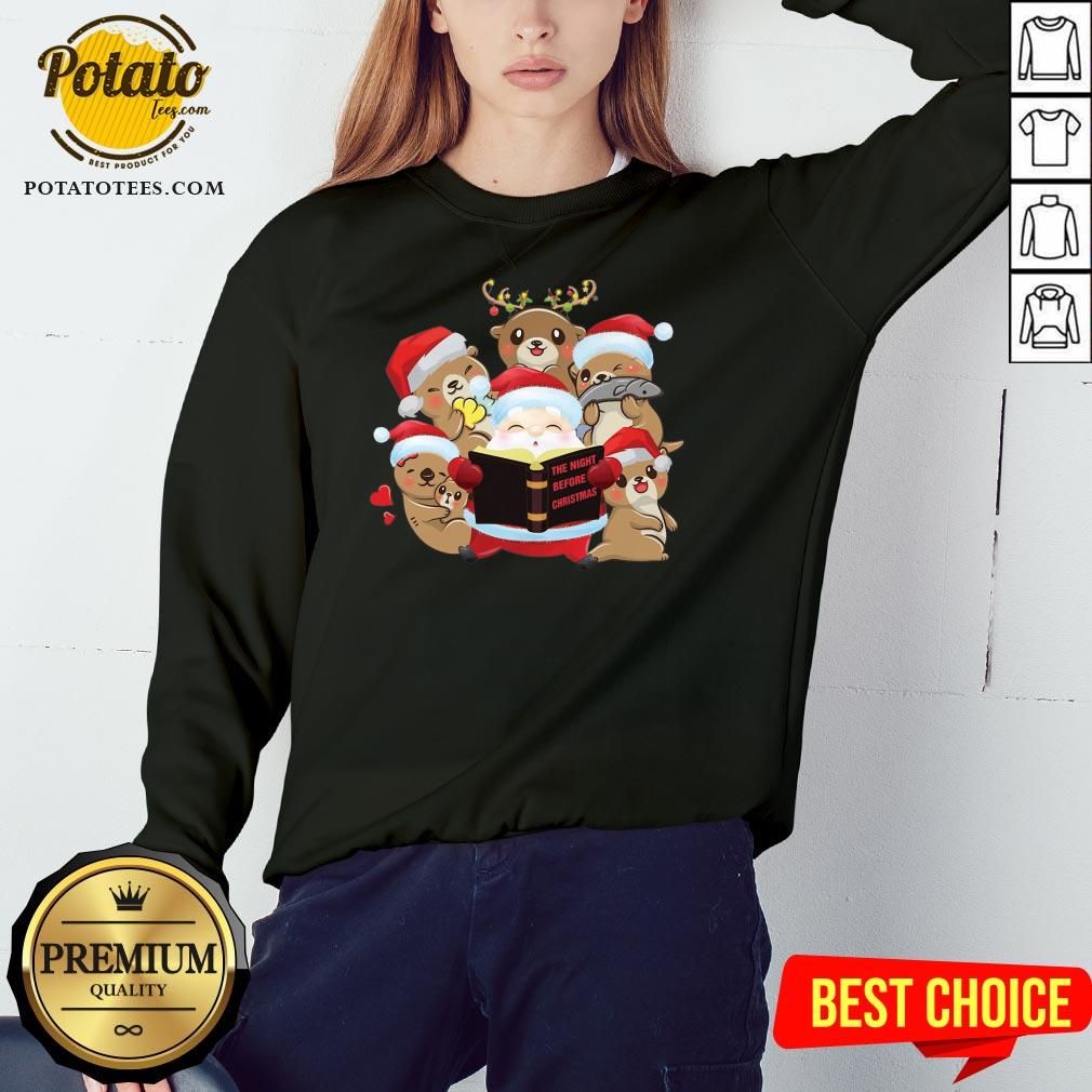 Hot Santa And Sloth Reindeer The Night Before Christmas Shirt - Image 4