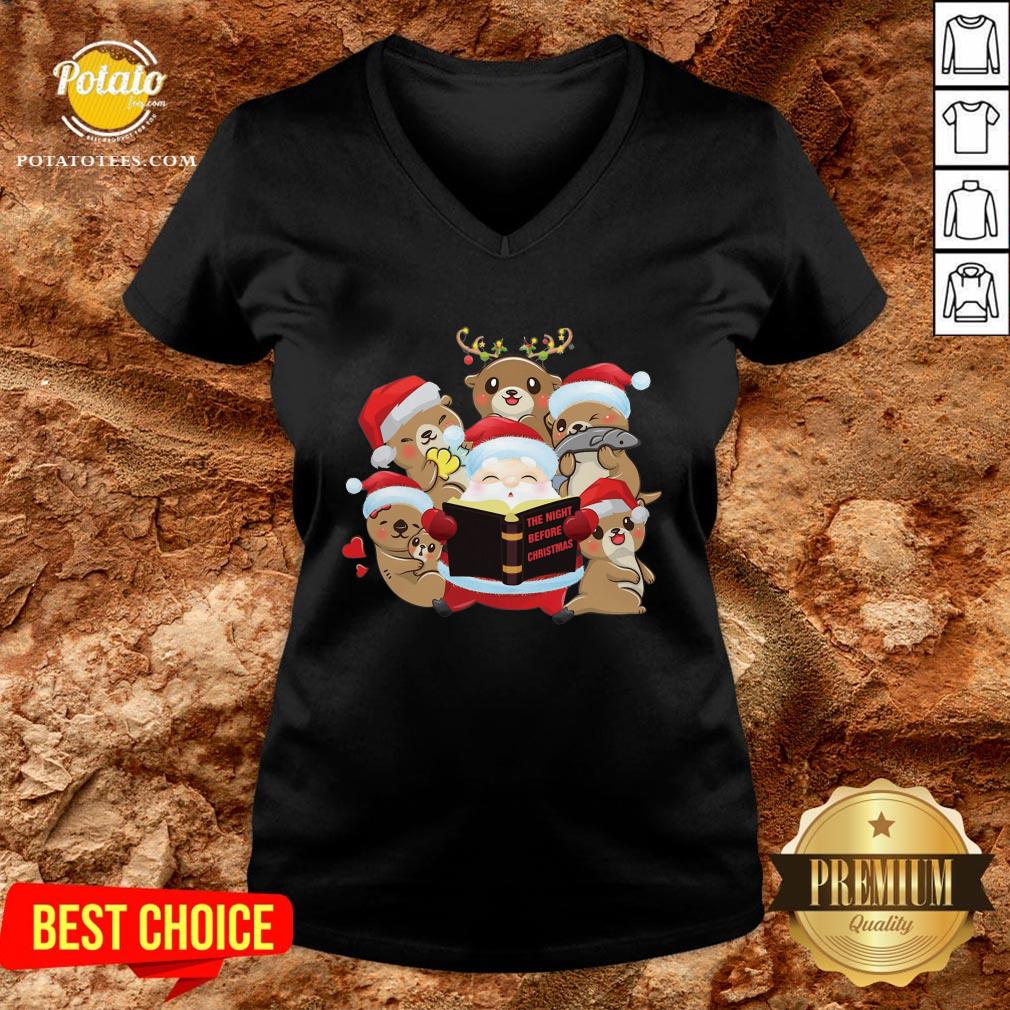 Hot Santa And Sloth Reindeer The Night Before Christmas Shirt - Image 2