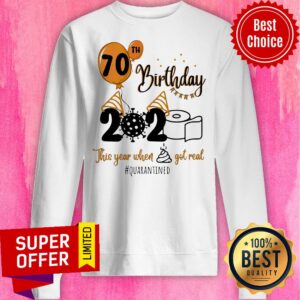 Alternative view of Nice 70th Birthday 2020 The Year When Shit Got Real Quarantined Coronavirus Toilet Paper Shirt