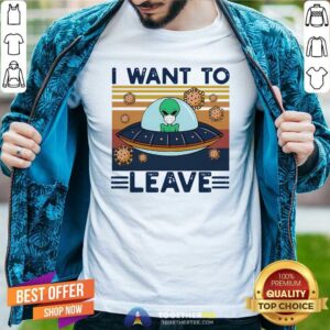 Good UFO Alien Face Mask I Want To Leave Vintage Retro Shirt