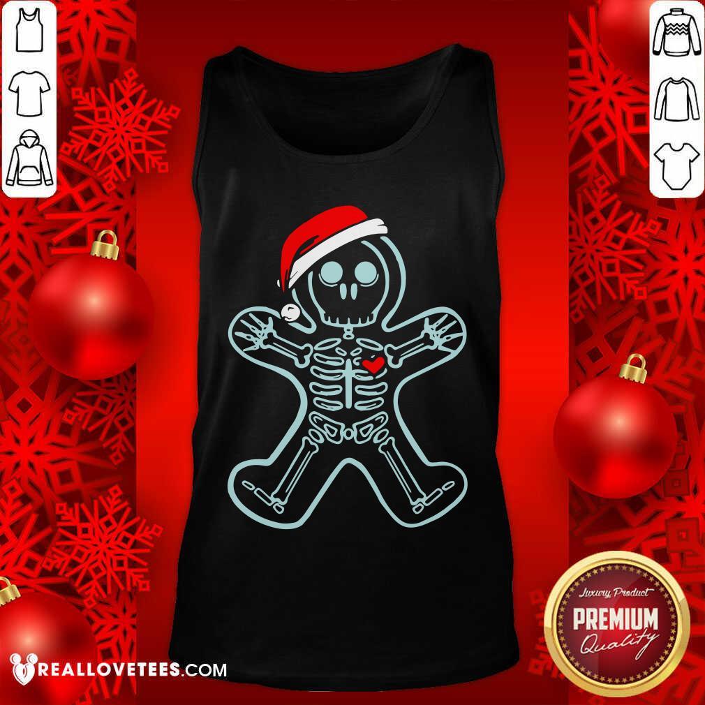 Awesome Xray Gingerbread Man Skeleton Christmas Shirt - Image 2