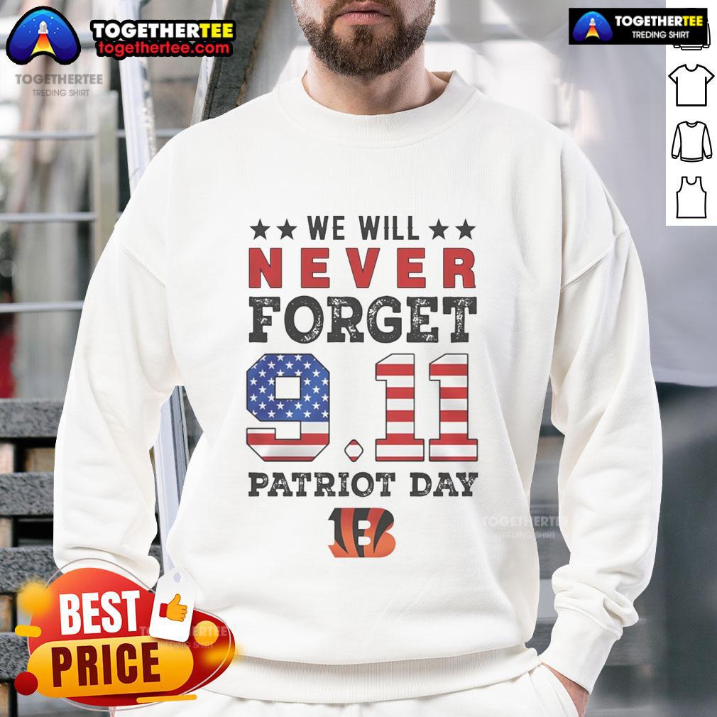 Official We Will Forget 9 11 Patriot Day Cincinnati Bengals T-Shirt - Image 5