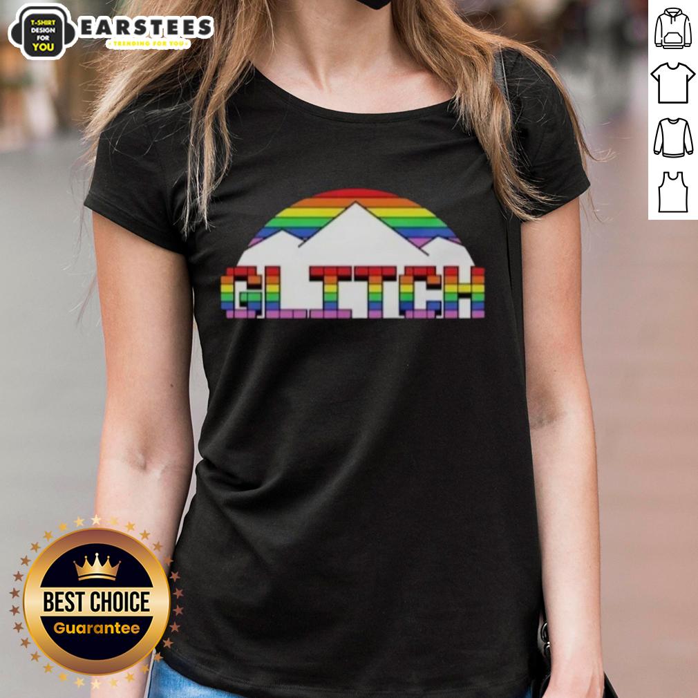 Premium Glitch Denver Nuggets Basketball Pride Mountain T-Shirt - Image 3