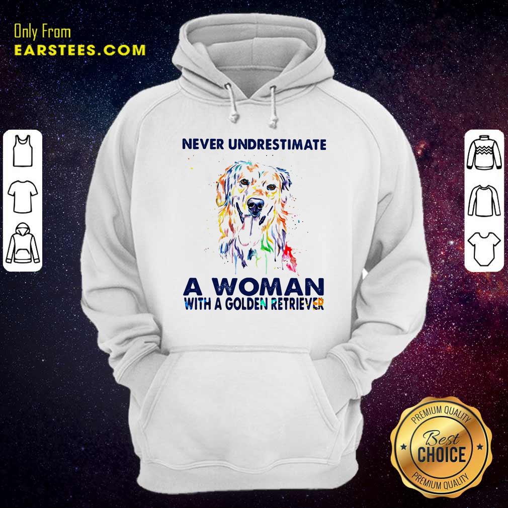 Good Never Underestimate A Woman With A Golden Retriever Ladies Shirt - Image 2
